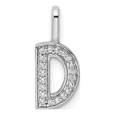 14K White Gold 1/15 ct tw Diamond Letter D Pendant
