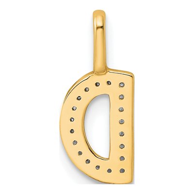 14K Yellow Gold 1/15 ct tw Diamond Letter D Pendant – view 3