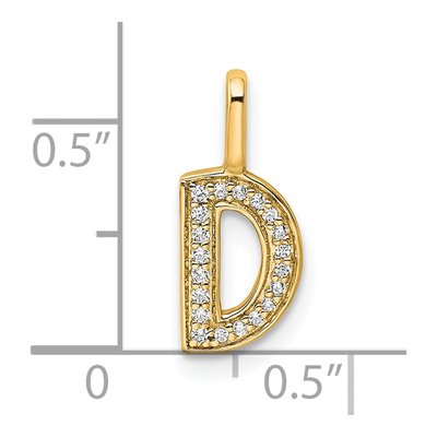 14K Yellow Gold 1/15 ct tw Diamond Letter D Pendant – view 4