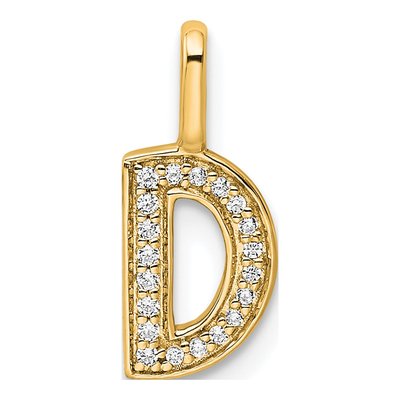 14K Yellow Gold 1/15 ct tw Diamond Letter D Pendant