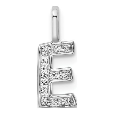 14K White Gold 1/20 ct tw Diamond Letter E Pendant
