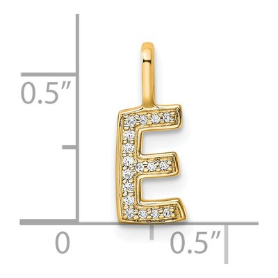 14K Yellow Gold 1/20 ct tw Diamond Letter E Pendant – view 4