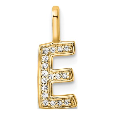 14K Yellow Gold 1/20 ct tw Diamond Letter E Pendant