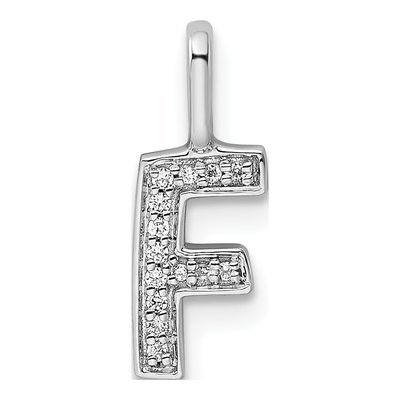 14K White Gold Diamond Letter F Pendant