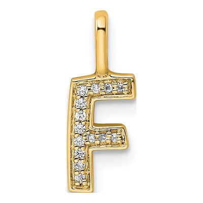 14K Yellow Gold Diamond Letter F Pendant