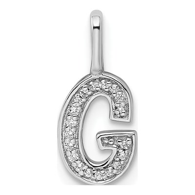 14K White Gold 1/20 ct tw Diamond Letter G Pendant