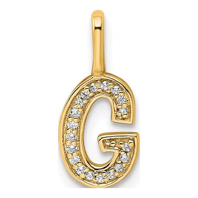 14K Yellow Gold 1/20 ct tw Diamond Letter G Pendant