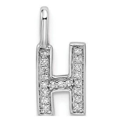 14K White Gold 1/15 ct tw Diamond Letter H Pendant