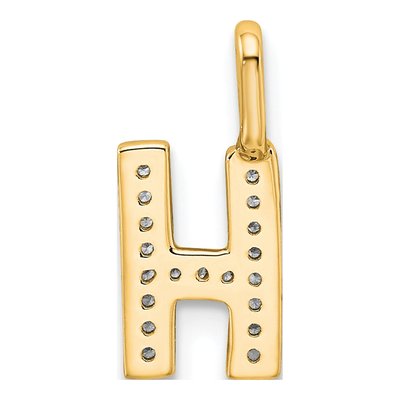14K Yellow Gold 1/15 ct tw Diamond Letter H Pendant – view 3