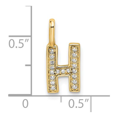 14K Yellow Gold 1/15 ct tw Diamond Letter H Pendant – view 4