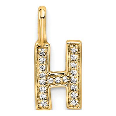 14K Yellow Gold 1/15 ct tw Diamond Letter H Pendant