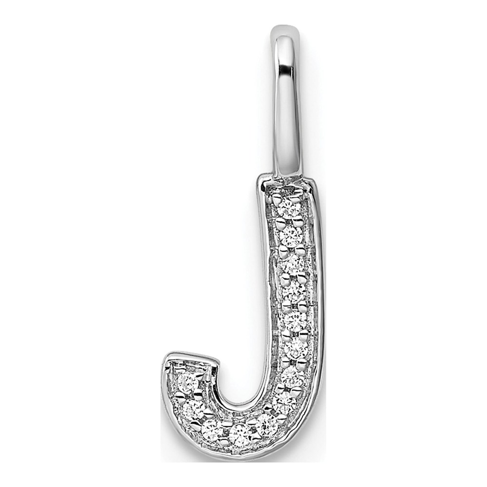 14K White Gold Diamond Letter J Pendant