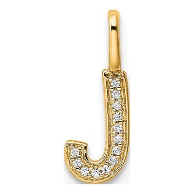 14K Yellow Gold Diamond Letter J Pendant