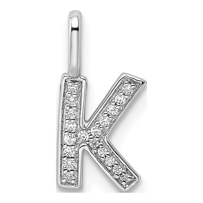 14K White Gold 1/15 ct tw Diamond Letter K Pendant