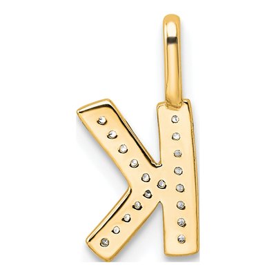 14K Yellow Gold 1/15 ct tw Diamond Letter K Pendant – view 3