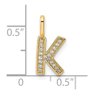 14K Yellow Gold 1/15 ct tw Diamond Letter K Pendant – view 4