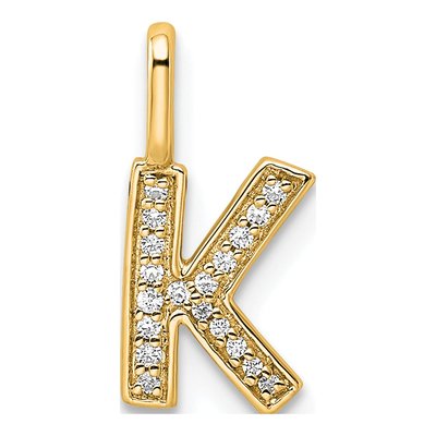 14K Yellow Gold 1/15 ct tw Diamond Letter K Pendant