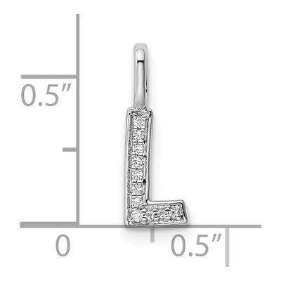 14K White Gold Diamond Letter L Pendant – view 5