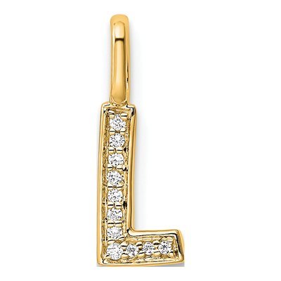 14K Yellow Gold Diamond Letter L Pendant