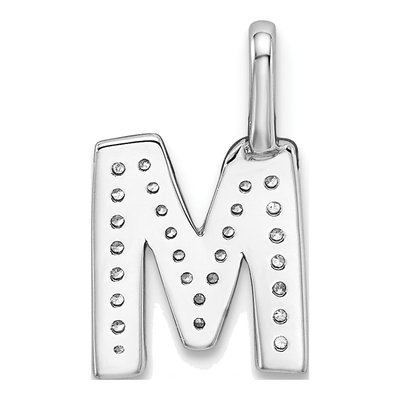 14K White Gold 1/10 ct tw Diamond Letter M Pendant – view 4