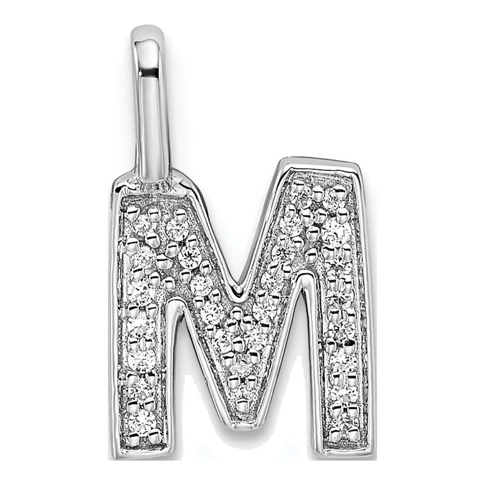 14K White Gold 1/10 ct tw Diamond Letter M Pendant