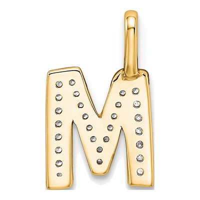 14K Yellow Gold 1/10 ct tw Diamond Letter M Pendant – view 3