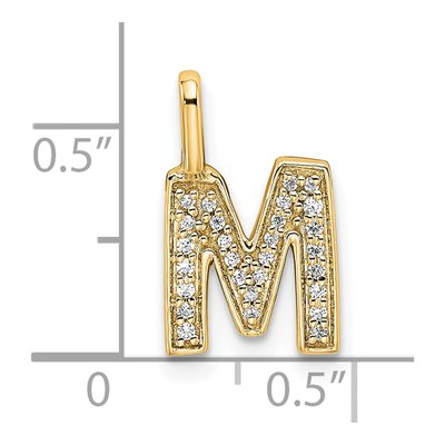 14K Yellow Gold 1/10 ct tw Diamond Letter M Pendant – view 4