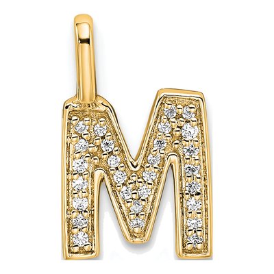 14K Yellow Gold 1/10 ct tw Diamond Letter M Pendant