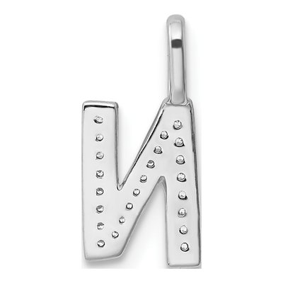 14K White Gold 1/15 ct tw Diamond Letter N Pendant – view 4
