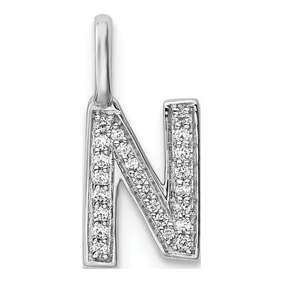 14K White Gold 1/15 ct tw Diamond Letter N Pendant