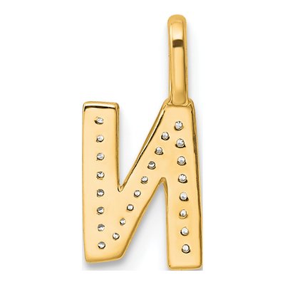 14K Yellow Gold 1/15 ct tw Diamond Letter N Pendant – view 3