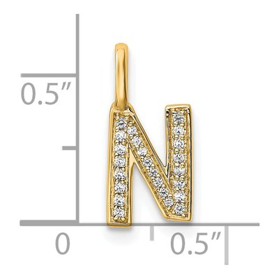 14K Yellow Gold 1/15 ct tw Diamond Letter N Pendant – view 4
