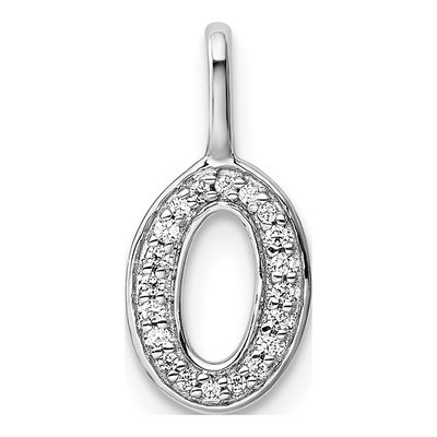 14K White Gold 1/15 ct tw Diamond Letter O Pendant