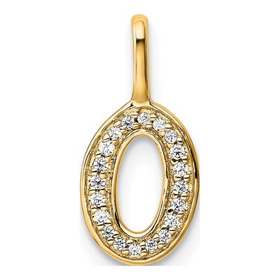 14K Yellow Gold 1/15 ct tw Diamond Letter O Pendant