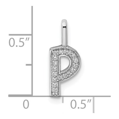 14K White Gold 1/20 ct tw Diamond Letter P Pendant – view 5