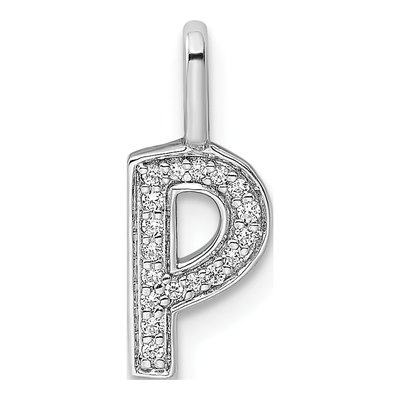 14K White Gold 1/20 ct tw Diamond Letter P Pendant