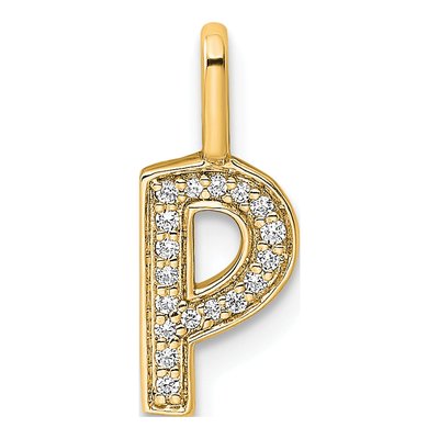 14K Yellow Gold 1/20 ct tw Diamond Letter P Pendant