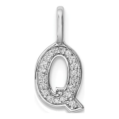 14K White Gold 1/15 ct tw Diamond Letter Q Pendant