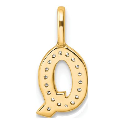14K Yellow Gold 1/15 ct tw Diamond Letter Q Pendant – view 3