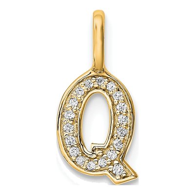 14K Yellow Gold 1/15 ct tw Diamond Letter Q Pendant