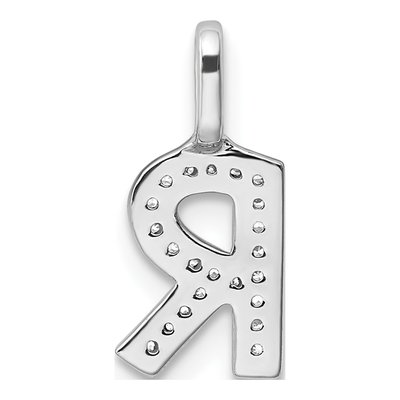 14K White Gold 1/15 ct tw Diamond Letter R Pendant – view 4