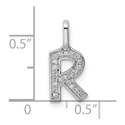 14K White Gold 1/15 ct tw Diamond Letter R Pendant – view 5