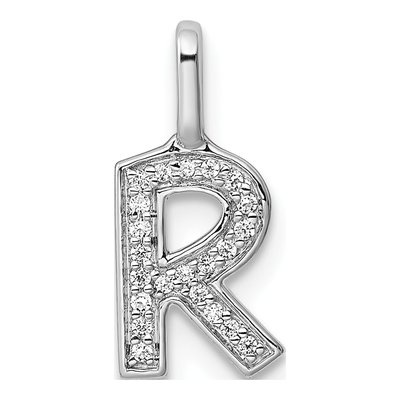 14K White Gold 1/15 ct tw Diamond Letter R Pendant