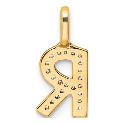 14K Yellow Gold 1/15 ct tw Diamond Letter R Pendant – view 3