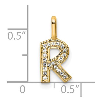 14K Yellow Gold 1/15 ct tw Diamond Letter R Pendant – view 4