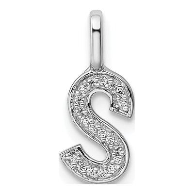 14K White Gold 1/20 ct tw Diamond Letter S Pendant