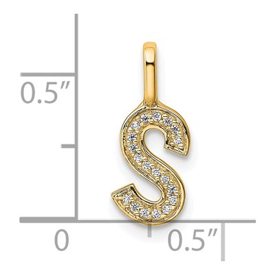 14K Yellow Gold 1/20 ct tw Diamond Letter S Pendant – view 4