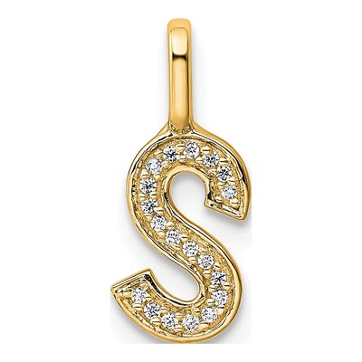 14K Yellow Gold 1/20 ct tw Diamond Letter S Pendant