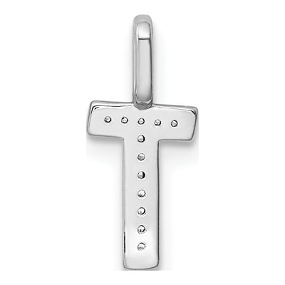14K White Gold Diamond Letter T Pendant – view 4