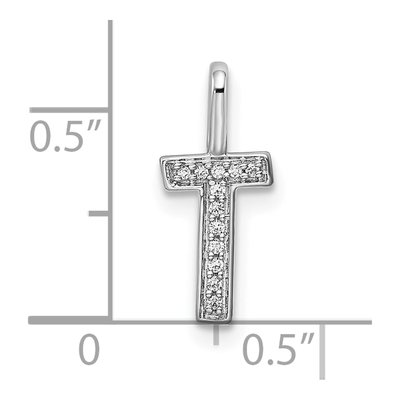14K White Gold Diamond Letter T Pendant – view 5